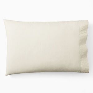 NWT West Elm Organic Washed Cotton Standard Pillowcases - Ivory (2)